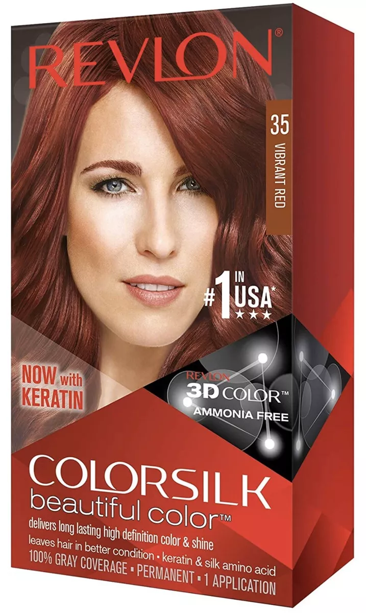 100 Gray Coverage Permanent Hair Dye Vibrant Red Revlon Colorsilk