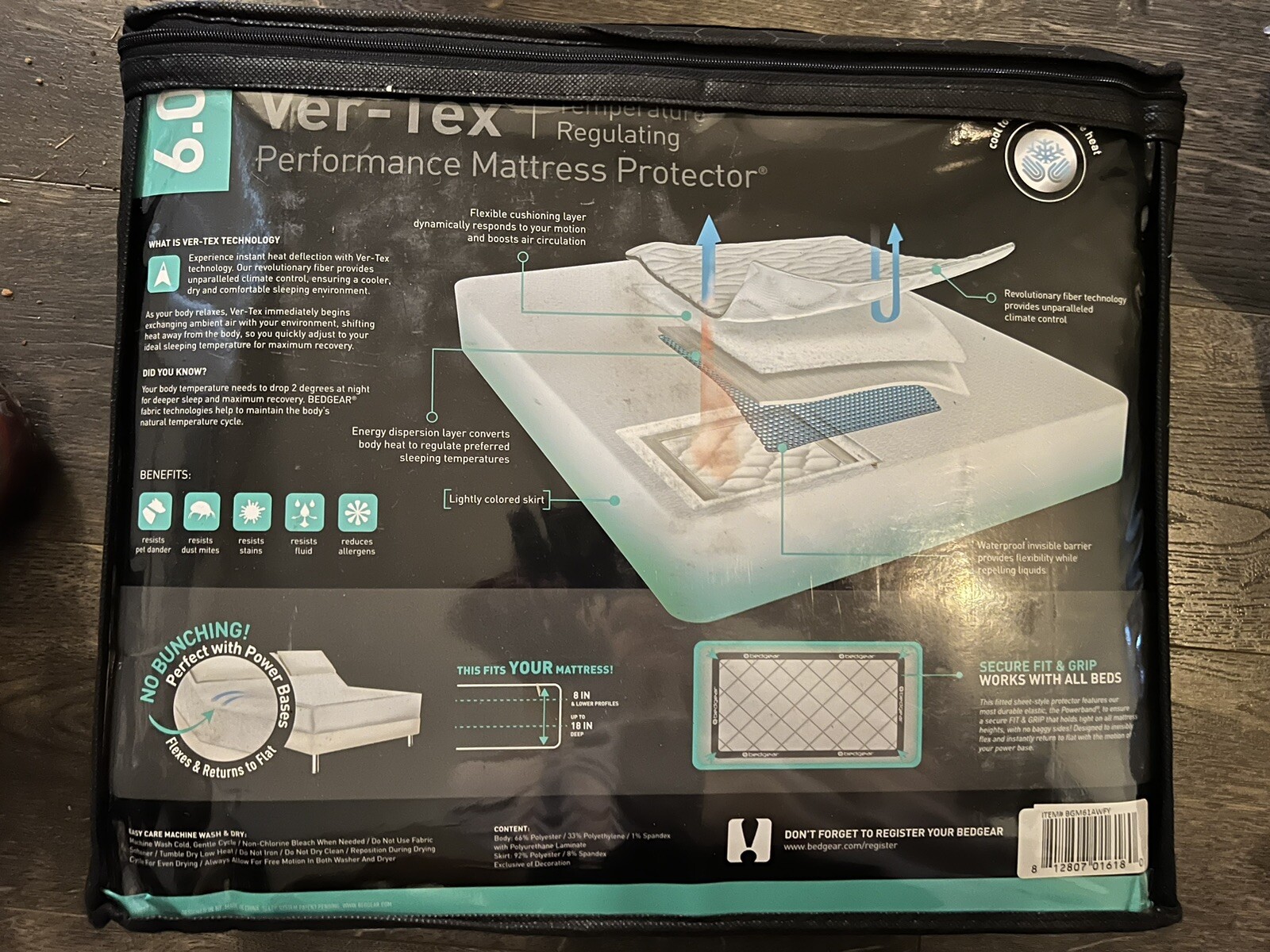 Bedgear VerTex Performance Mattress Protector Instant Cooling Full
