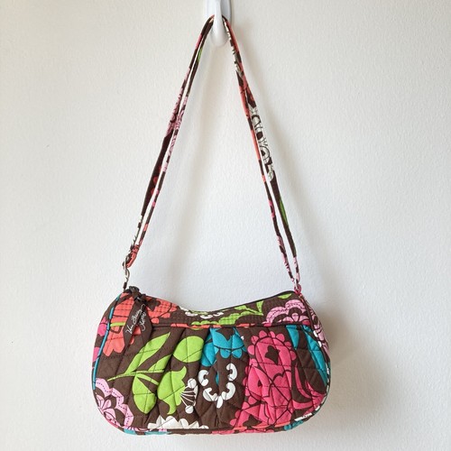 Vera Bradley Frannie Bag Lola Crossbody Shoulder Flower Print Brown Small EUC - Picture 2 of 4