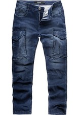 Herren Sweathose in Stretch Denim Männer Cargo Jogging Jeans R7026