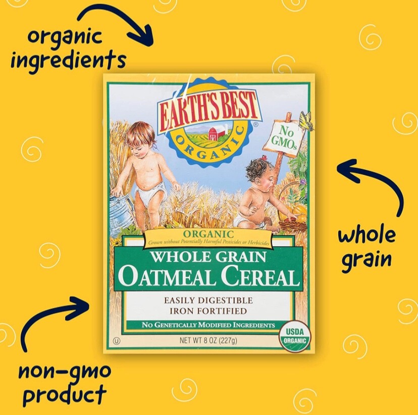 10 boxes Earth's Best Organic, Whole Grain Oatmeal Baby Cereal