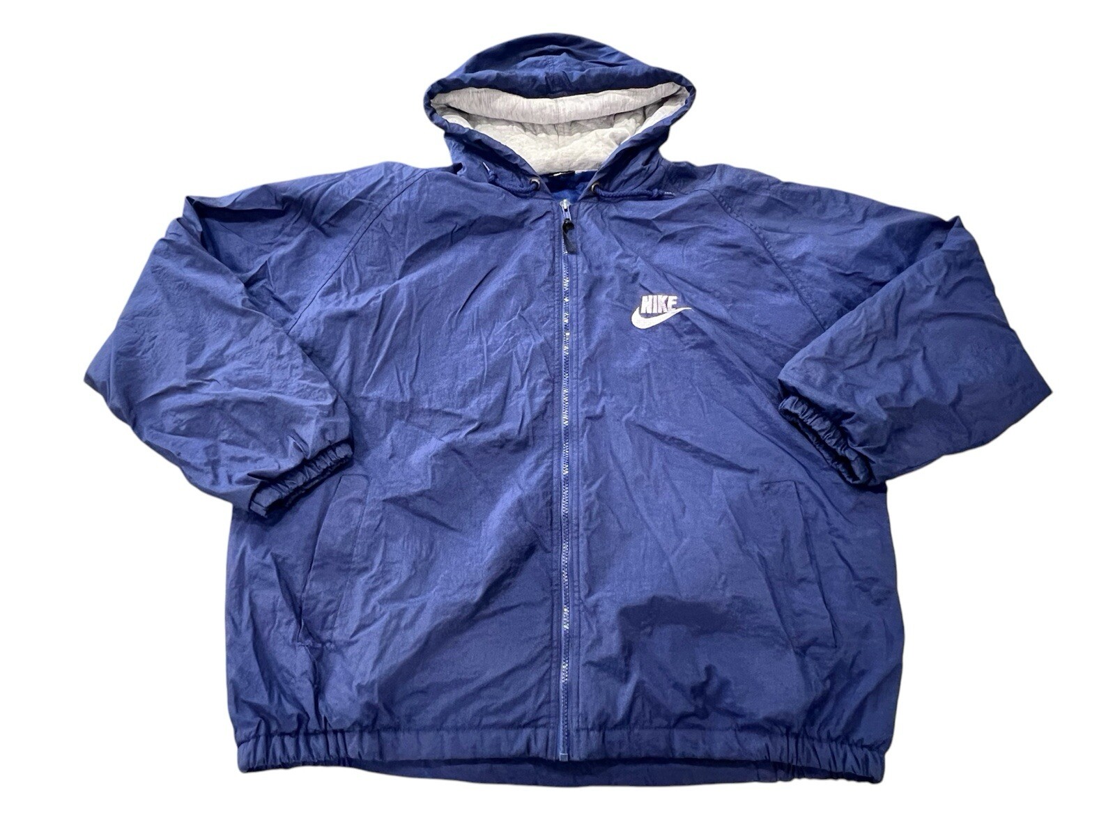 SACAI X NIKE Giacca a vento Nike vintage con cappuccio zip intera blu nera etichetta puffer primi 90