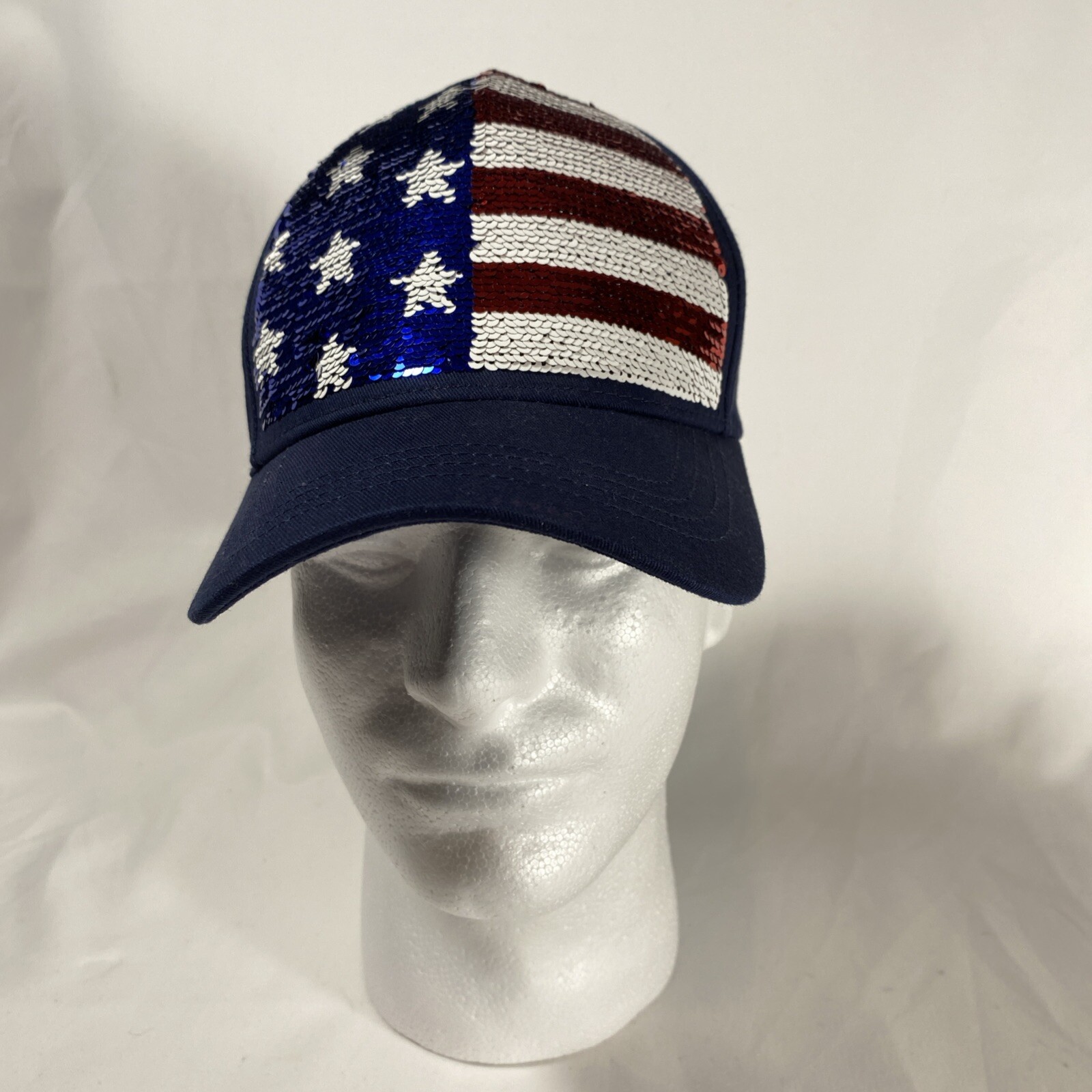 Sequined USA Flag Hat Snapback Adjustable - image 1