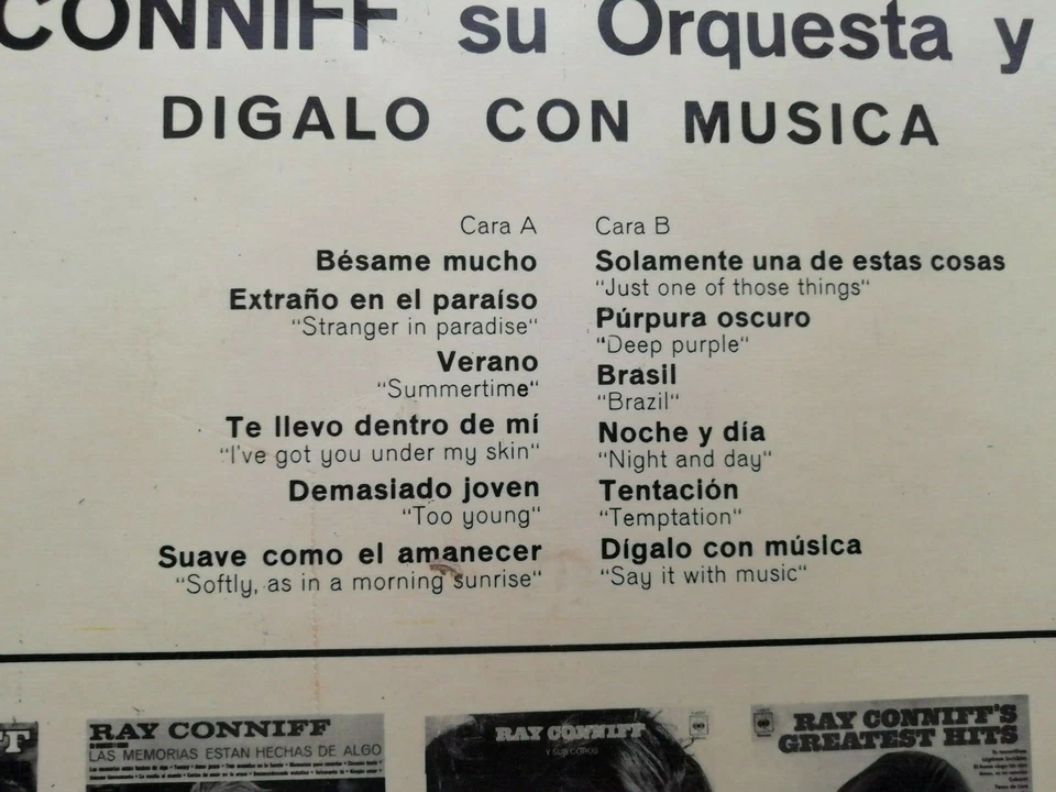 Ray Conniff His Orchestra And Chorus Say It with Music Disk Vinilocbs 1970 - Image 3 of 4