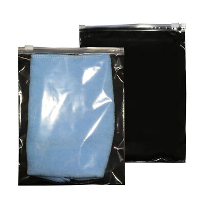 50 pcs Flat Plastic Clear Front Black Slide Zipper Travel Storage Bag 