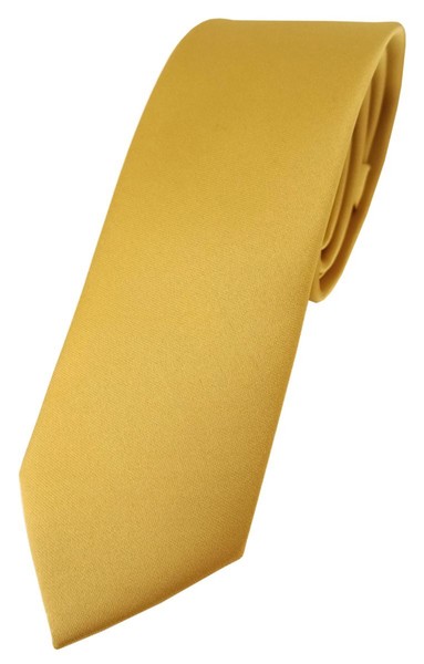 Schmale Tigertie Designer Krawatte In Gold Einfarbig Uni - Tie Schlips-image