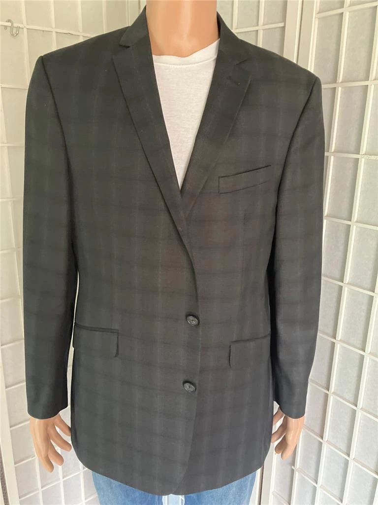Men's Kenneth Cole Reaction 44L Smoke Gray Windowpane Check Blazer