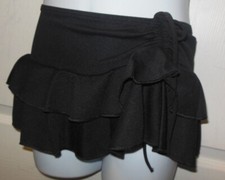Black 2 layers ruffle DANCE SKIRT w DRAWSTRING LATIN COVERUP BLK Girls szs