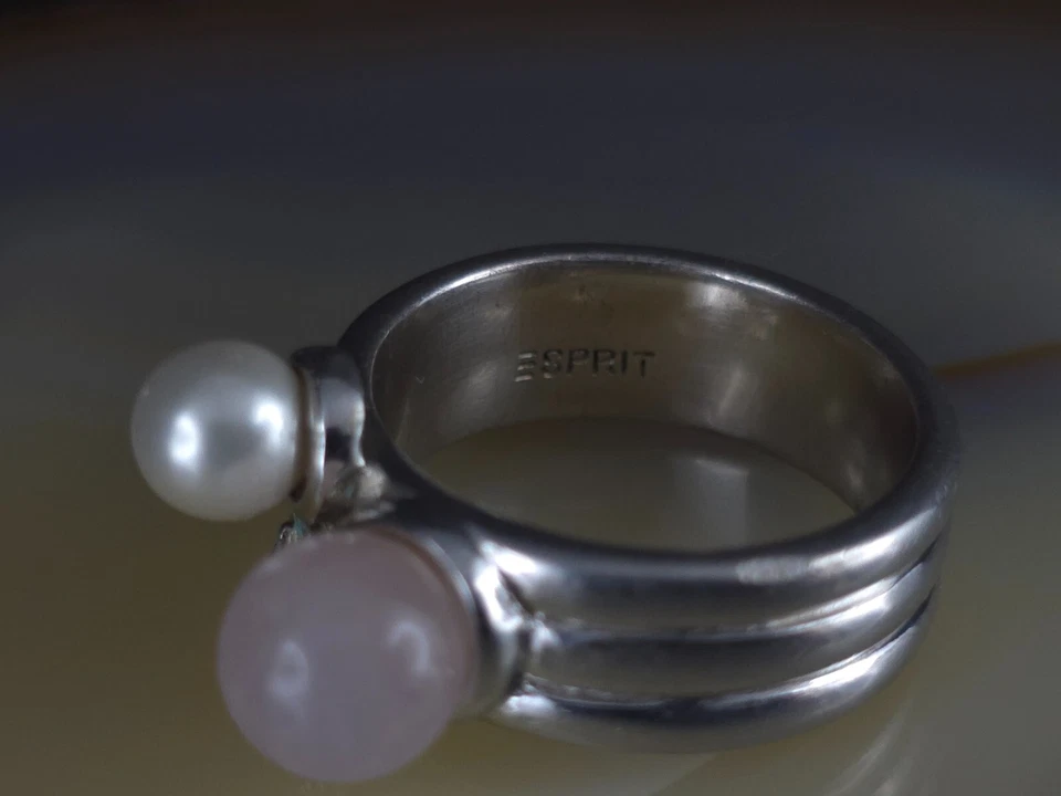 Ring Silber 925 Perle Rosenquarz Zirkonia 18,5 mm Herz Esprit hinreißend silver - Bild 3 von 4