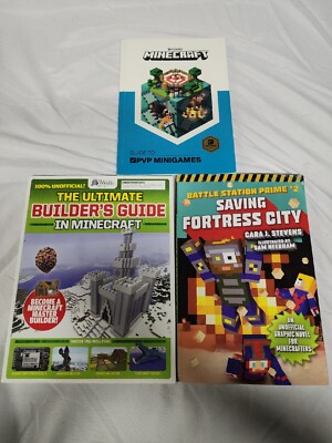 Lot Of 3 Minecraft Books- Ultimate Builders Guide/Guide To PVP/ Saving Fortress 
