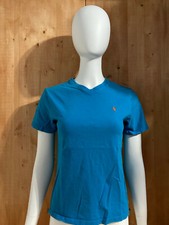 POLO RALPH LAUREN BLUE LABEL SMALL PONY GIRLS T-Shirt Tee Shirt M MD Medium Blue
