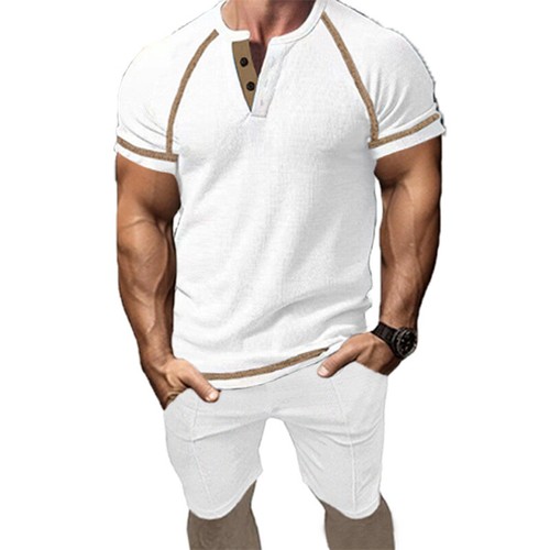 Men Summer Outfit 2-Piece Sport Set Short Sleeve T-Shirt + Shorts Suit Sweatsuit - Picture 16 of 24