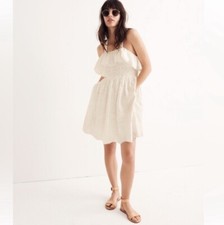 Madewell Embroidered Apron Ruffle Dress White Size 6