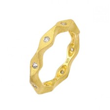 Sterling Silver Satin Finish Yellow Gold Plated CZ Stones Infinity Eternity Ring