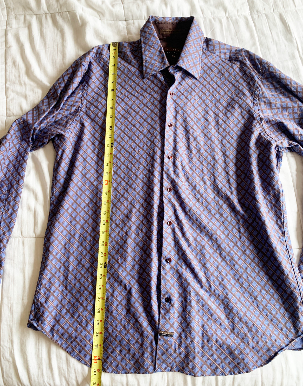 Robert Talbott Blue and Brown Pattern Button Up L… - image 5