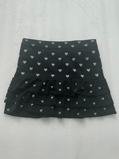 Little Girls Black Mini Skirt Hearts all over Ruffled Bottom EUC Super Cute 4-6x