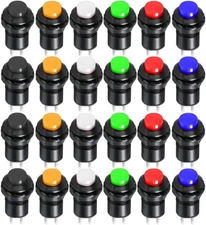 24 Pcs 12mm Momentary Push Button SPST On/Off AC 250V 1.5A Mini Round Switch