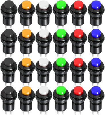 24 Pcs 12mm Momentary Push Button SPST On/Off AC 250V 1.5A Mini Round Switch