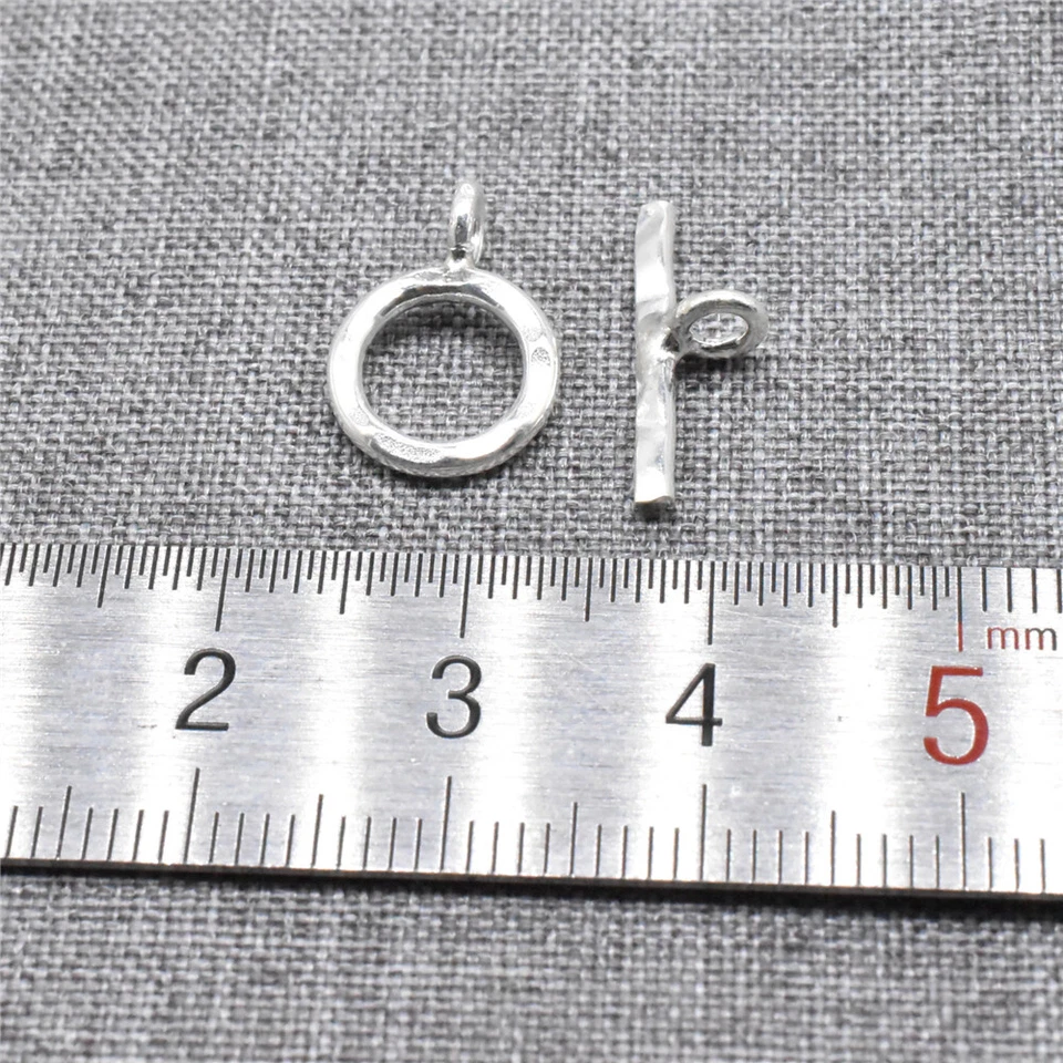 4 juegos de broches de palanca martillados circulares de plata de ley 925 para collar de pulsera Foto 2 de 4