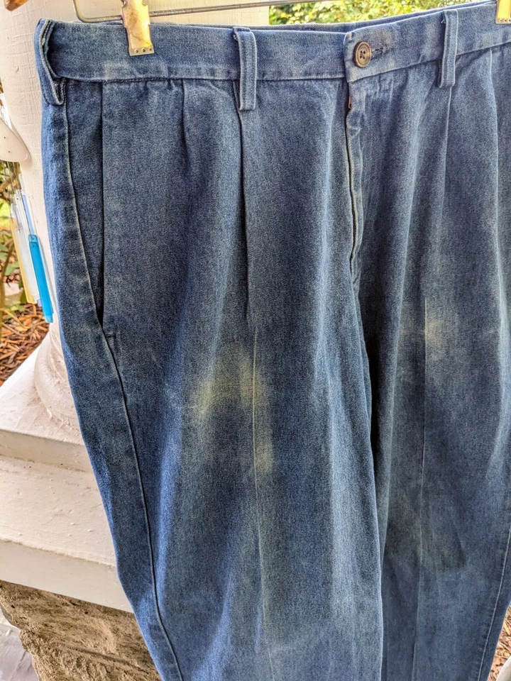 Vintage Haggar Pleated Denim Pants*34x32*Faded Blue*Skate Wear*Streetwear - Image 2 of 4