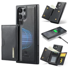 For Samsung Galaxy S24 Ultra S23 S22 Leather Wallet Cover Magnetic Phone Case