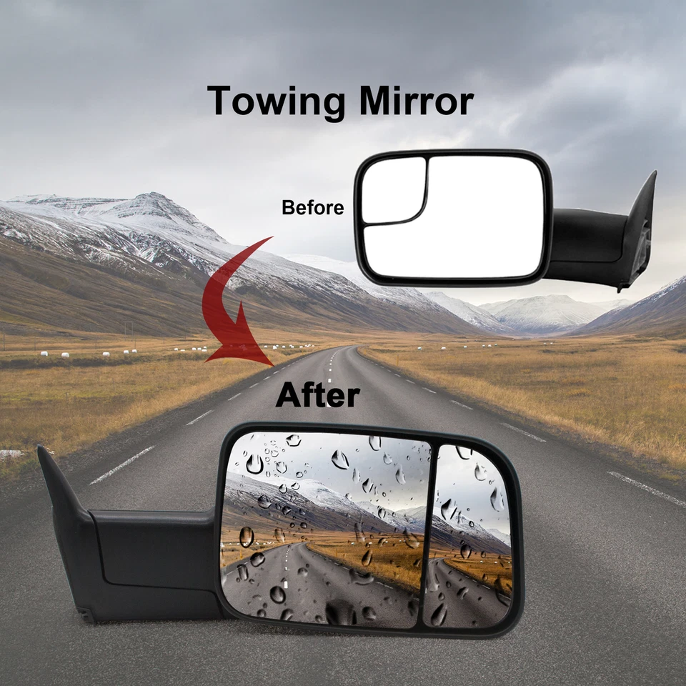 Par de espejos retrovisores plegables manuales para Dodge Ram 1500 2500 3500 1994-2001 telescópicos Foto 3 de 4