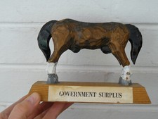 dated 1972, joke "GOVERNMENT SURPLUS" Carved Wood 2-end Horse --one of a kind!!!