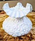 Vintage Fenton Poppy Ruffle Rim Milk Glass Hurricane Lamp Shade 6.75" Fitter