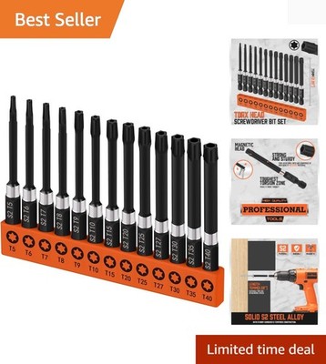 Durable 13-Piece Torx Bit Set   Impact Rated, Compatible with Drills & Drivers
