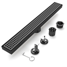 36-Inch Matte Black Linear Shower Drain, 304 Stainless Steel Long Linear Drai...