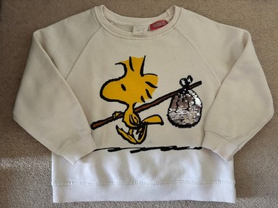 Zara Peanuts Woodstock Graphic Sweatshirt Kinder Gr. 6 Creme Pullover Pailletten RAR