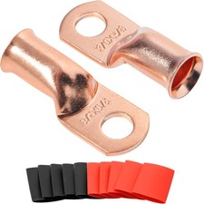 10pcs 00 Gauge Copper Lugs 2/0 AWG-3/8" Ring Terminal Heavy Duty Wire, Batter...