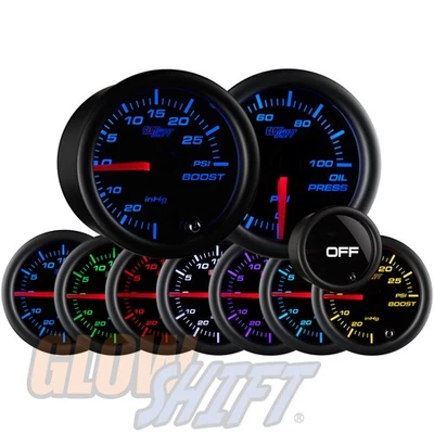 GlowShift 30 PSI Turbo Boost & 100 PSI Oil Pressure Gauge Set, Tinted 7 Color - Image 1 of 4