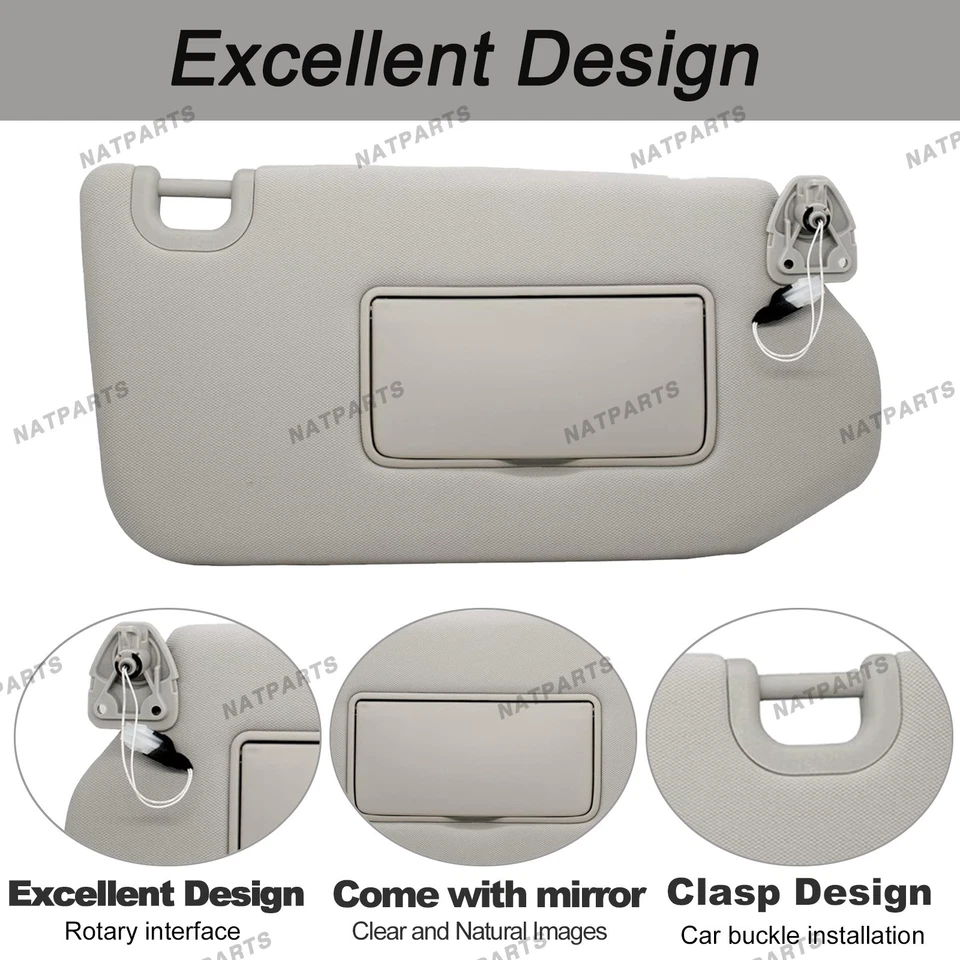 Right Passenger Side Sun Visor W/Light for 13-20 Infiniti QX60 96401-9PB0A - Image 3 of 4