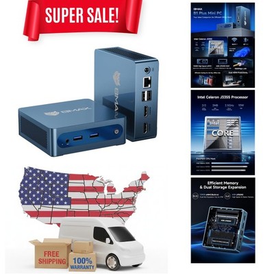 Bmax Mini PC B1 Plus, Intel Celeron J3355 (Up to 2.5GHz), 6GB RAM 128GB eMMC ...