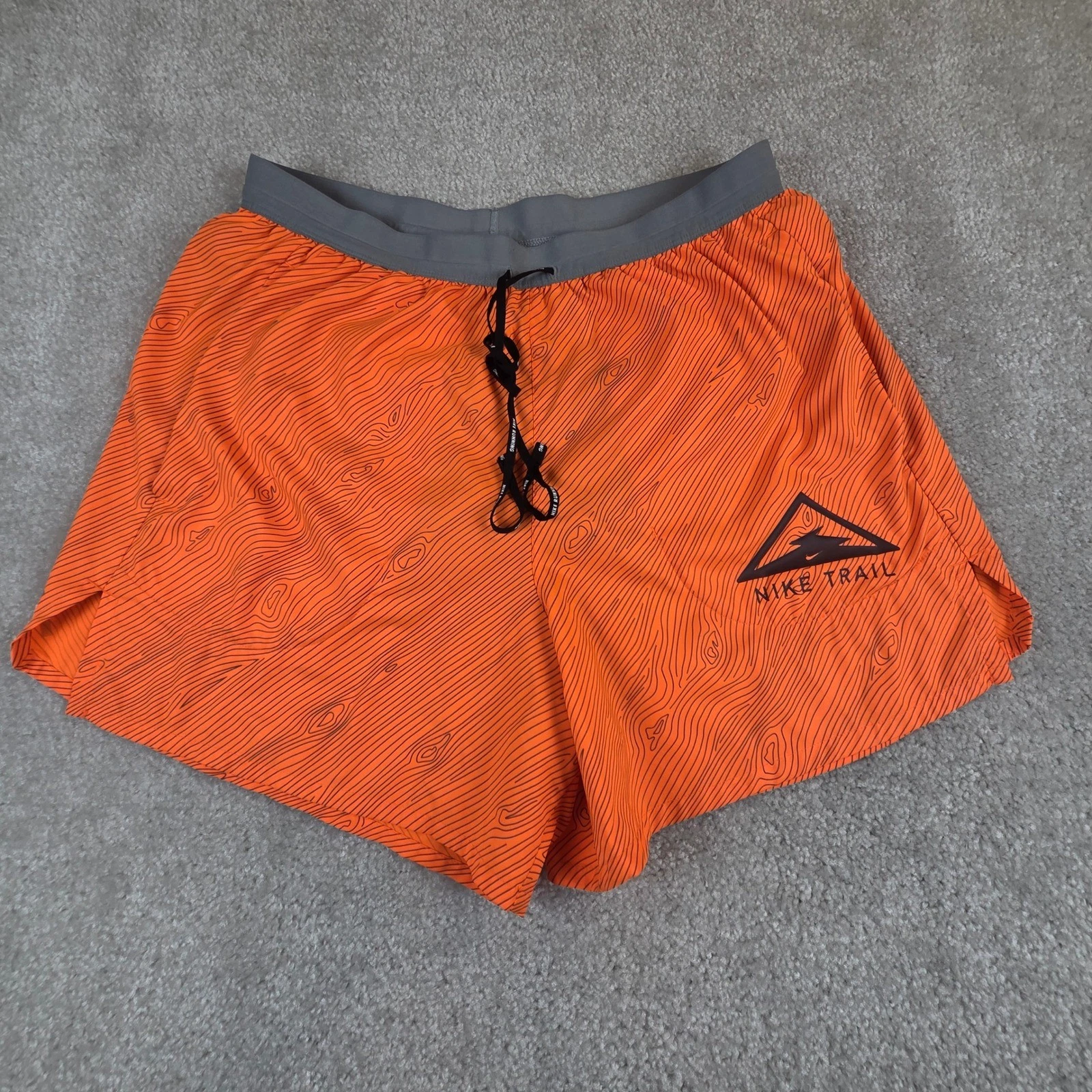 Nike Flex Stride Dri-FIT Trail Running Shorts Mens L Orange Brief Lined 5 Inseam