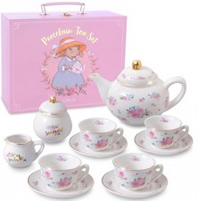 Porcelain Tea Set for Girls - White Floral Tea Party Set for Kids I Complete
