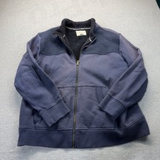 Men's Blue Full Zip Sherpa Lined Fleece Jacket Mock Neck XL , discolored on back
