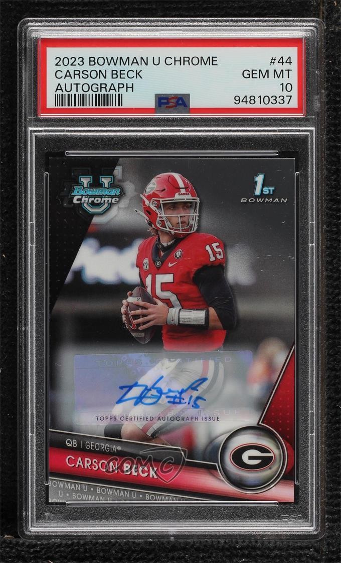 2023 Bowman U Chrome Prospect Carson Beck #44 PSA 10 GEM MT Auto 1a7j