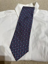 Vineyard Vines Navy Blue Tie with Red and White Flag Pattern, 100 silk
