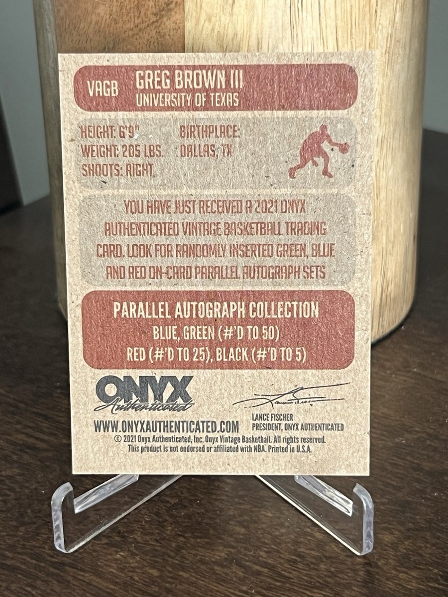 2021-22 Onyx Vintage Auto Greg Brown III #VAGB Rookie Auto