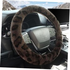 Fuzzy Car Steering Wheel Coveruniversal Fit Fur Auto Wheel Cheetah Brown