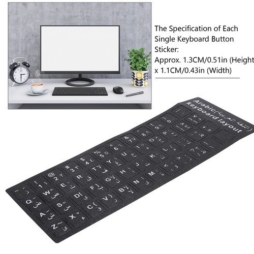 Keyboard Sticker Arabic Waterproof Black Background For Notebook Desktop P ESE - Picture 2 of 23