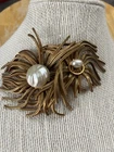 EARLY 1920’s-1940’s Unmarked MIRIAM Haskell Gold Tone Tassel & Pearl Brooch