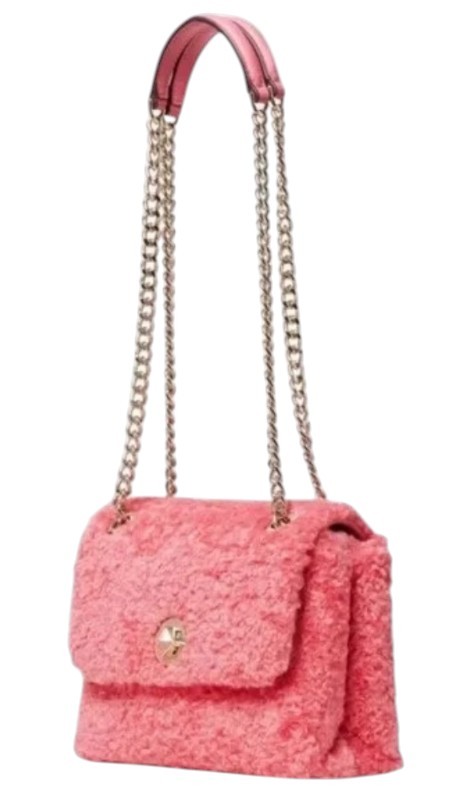 NWT Kate Spade Natalia Small Pink Faux Fur Crossbody Bag Purse Dust Bag Included thumbnail 11