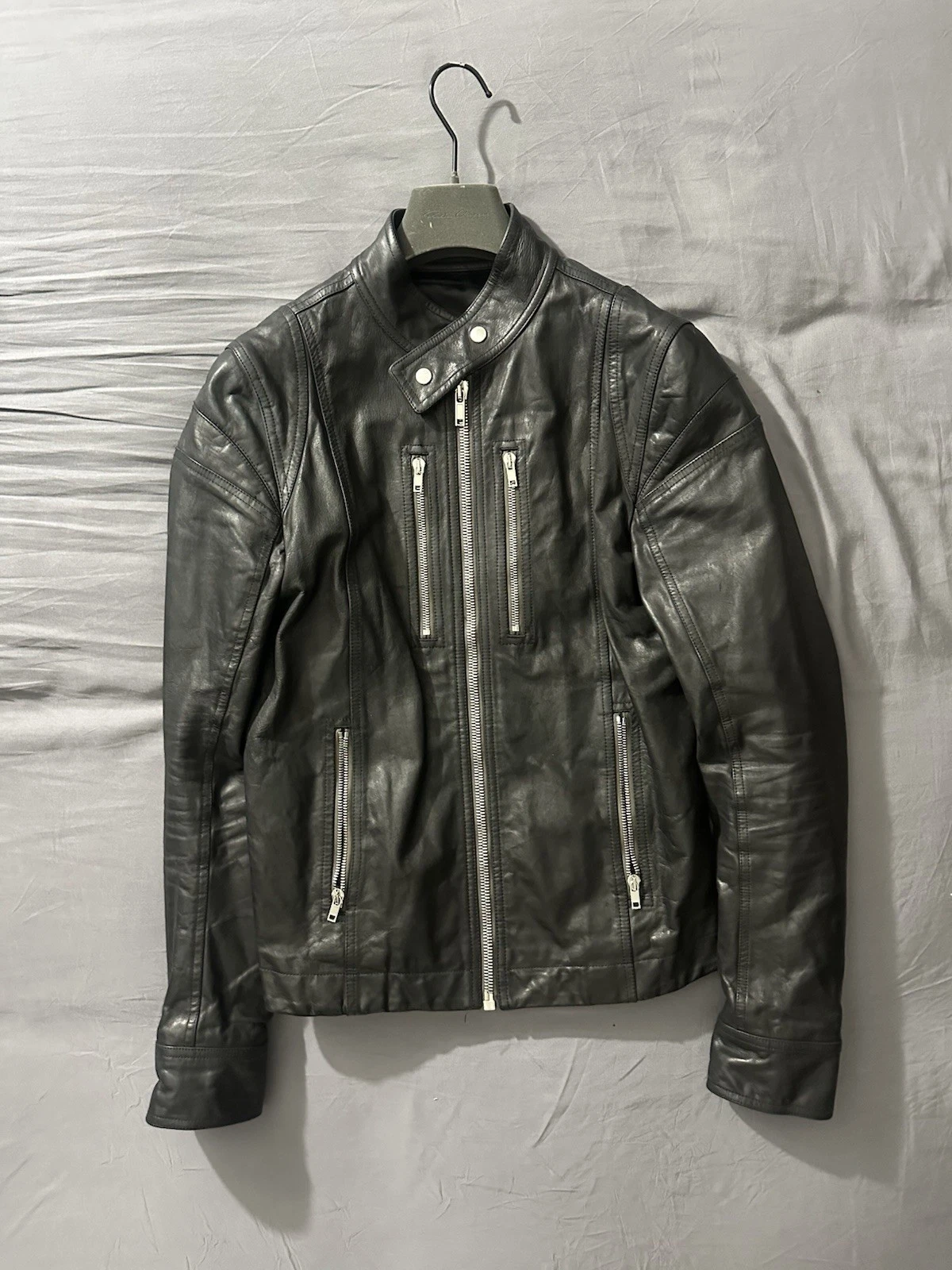 Giacca Moto Rick Owens Slim Fit in Pelle