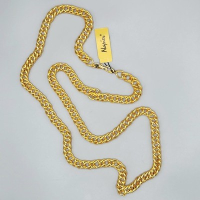 New w/ Tag Vintage Napier Large Gold Tone Polished Curb Chain Necklace 36''