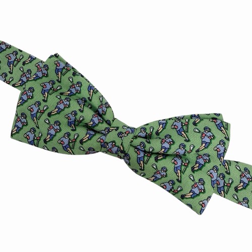 Vineyard Vines Boy's Bow Tie Lacrosse Players Green Silk 2" (W) x 16" (L) euc