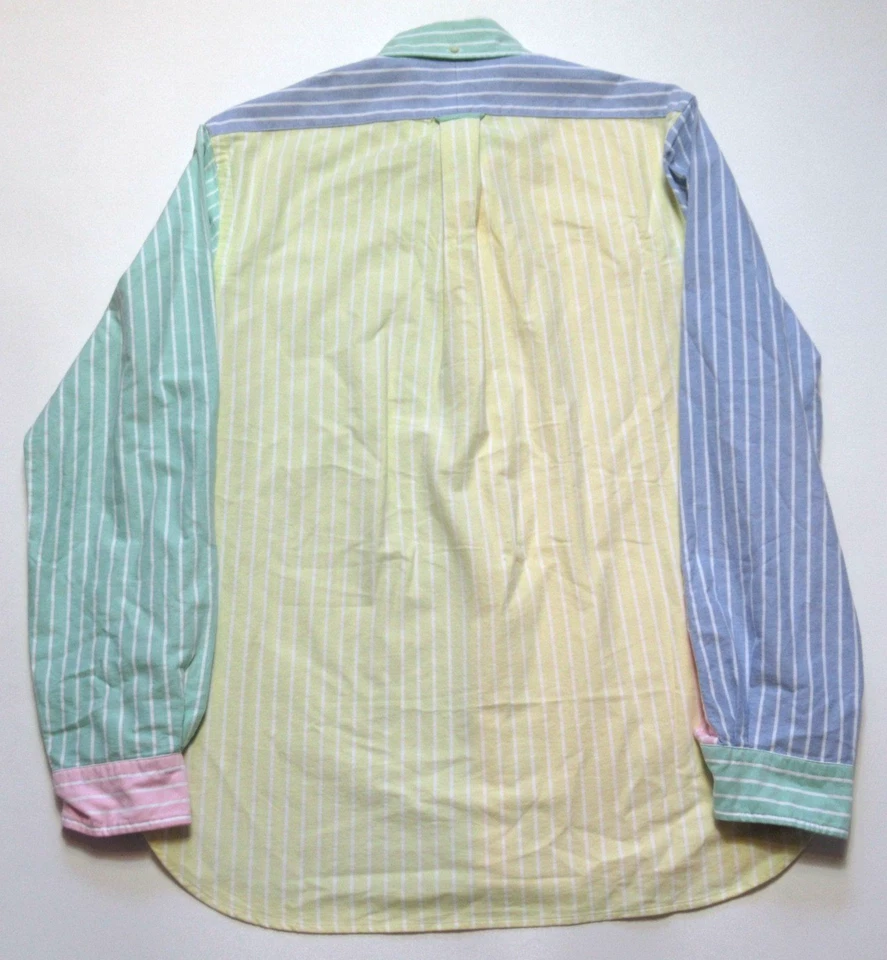 Polo Ralph Lauren Button Shirt Color Block Pastel Stripes Classic Fit Medium - Image 4 of 4