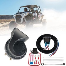 UTV Horn Kit with Wire harness and Rocker Black snail horn with square button